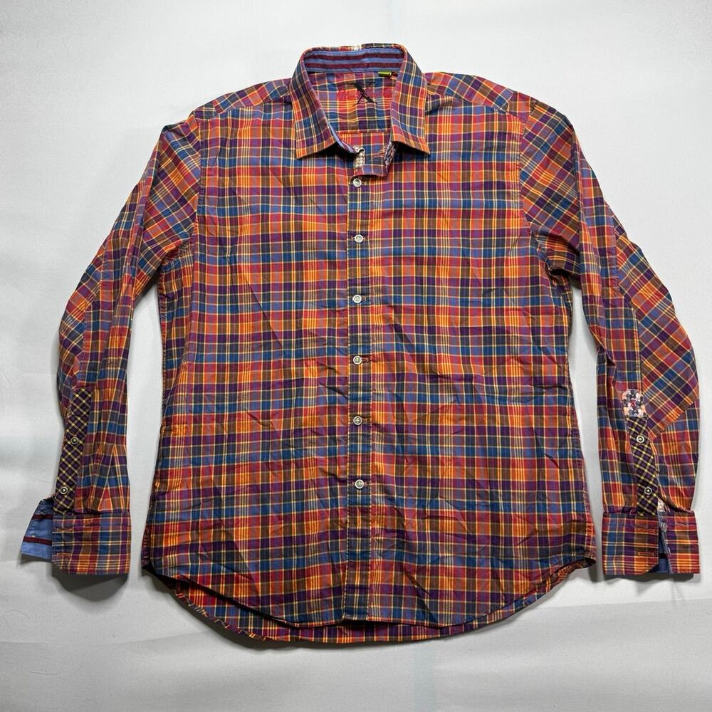 Robert Graham Men's Tailored Fit Multicolor Plaid Button Up Shirt - Size XL*